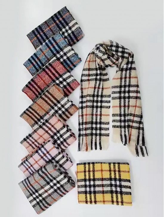 Soft Color Plaid Blanket Scarf 